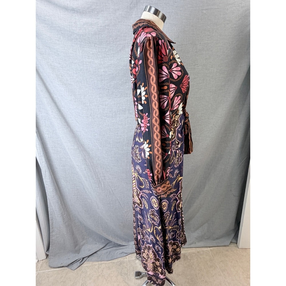 FARM Rio Mixed Floral Patchwork Print Tie Waist Long Sleeve Maxi Dress M - Picture 8 of 14